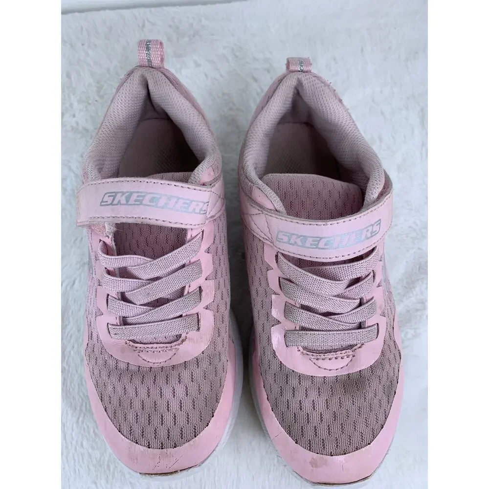 Skechers Microspec Max Light Pink Sneakers Elastic Laces Youth Size 2